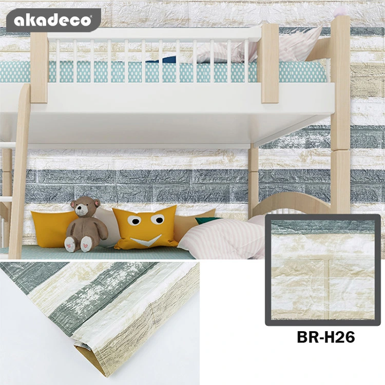 Factory Selling | akadeco Textured Mold Proof Wallpaper | Foam | Striped | Children Room | Embossed Brick | Safety Wallpaper | 0.53m x 10m | OEM