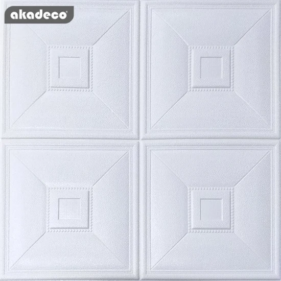 Best Selling|akadeco Textured Mold Proof Wallpaper|White Simple|Nordic Style|Square Design|3D Embossed Wall Paper|70X70cm|OEM