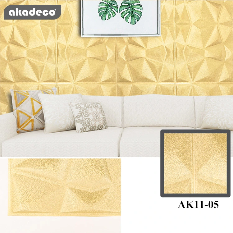 Hot Deal | akadeco Textured Mold Proof Wallpaper | Yellow Diamond Plaid | Raised 3D Relief Design | Living Room | Wall Decoration | 70X70cm | OEM