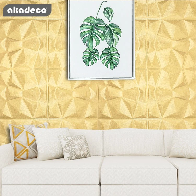 Hot Deal | akadeco Textured Mold Proof Wallpaper | Yellow Diamond Plaid | Raised 3D Relief Design | Living Room | Wall Decoration | 70X70cm | OEM
