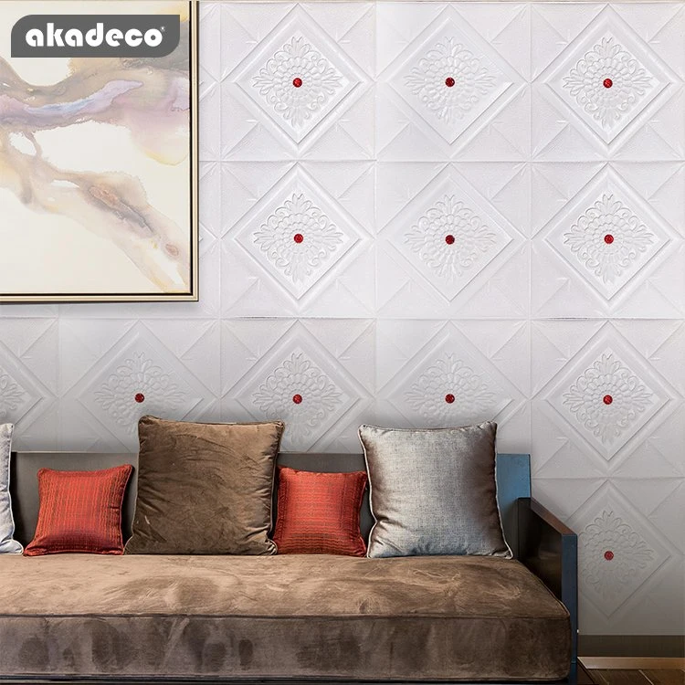 Factory Selling|akadeco Textured Mold Proof Wallpaper|Square Brick Block|Nordic Modern Style|3D Raised Wall Paper|70X70cm|OEM