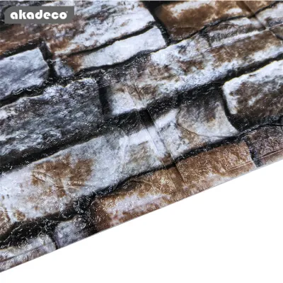 Hot Selling | akadeco Textured Mold Proof Wallpaper | Foam | Contemporary | Bedroom | 3D Brick | Wall Covering | 0.53m x 10m | OEM