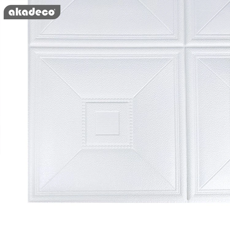 Best Selling|akadeco Textured Mold Proof Wallpaper|White Simple|Nordic Style|Square Design|3D Embossed Wall Paper|70X70cm|OEM