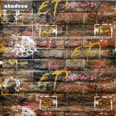 Best Selling | akadeco Textured Mold Proof Wallpaper | Vinyl | Modern | Living Room | Graffiti Marble Brick | Wall Decor | 0.53m x 10m | OEM