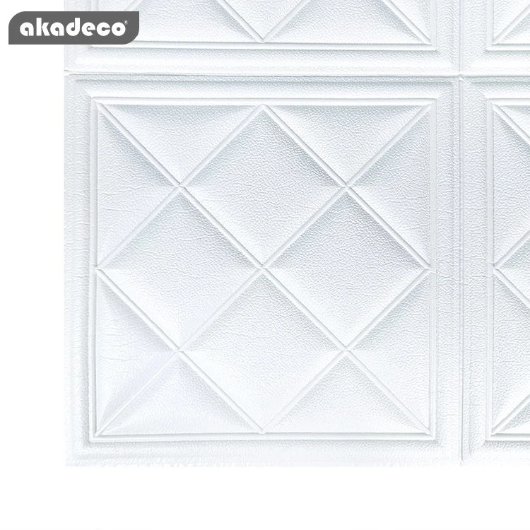 Hot Selling|akadeco Textured Mold Proof Wallpaper|Relief 3D|White Simple Rhombus|Soft Package|Square Design|Wall Paper|70X70cm|OEM