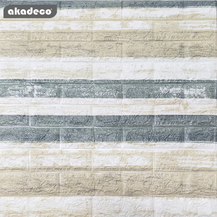 Factory Selling | akadeco Textured Mold Proof Wallpaper | Foam | Striped | Children Room | Embossed Brick | Safety Wallpaper | 0.53m x 10m | OEM