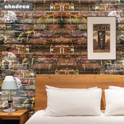 Best Selling | akadeco Textured Mold Proof Wallpaper | Vinyl | Modern | Living Room | Graffiti Marble Brick | Wall Decor | 0.53m x 10m | OEM
