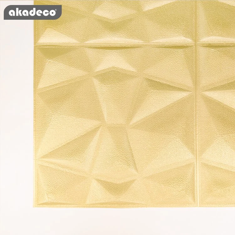 Hot Deal | akadeco Textured Mold Proof Wallpaper | Yellow Diamond Plaid | Raised 3D Relief Design | Living Room | Wall Decoration | 70X70cm | OEM
