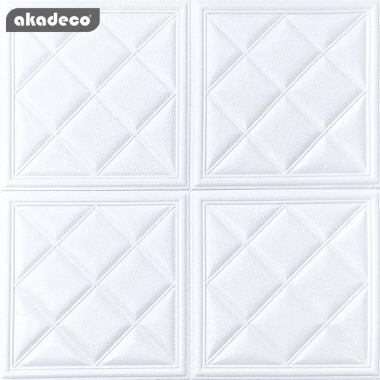 Hot Selling|akadeco Textured Mold Proof Wallpaper|Relief 3D|White Simple Rhombus|Soft Package|Square Design|Wall Paper|70X70cm|OEM