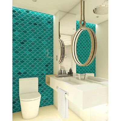 Hot Pick | akadeco Fish scale peel and stick backsplash wall tile | Green | 30.5cm x 30.5cm | OEM | akadeco abstractpeelstickwallpaper.com