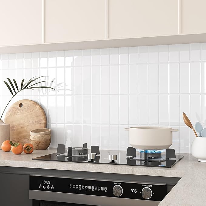 Hot Trend |3D Vintage Straight Linear peel and stick backsplash wall tile| Modern Rectangle | White | PU | Kitchen Upgrade | 25.4cm x 25.4cm | OEM | akadeco abstractpeelstickwallpaper.com