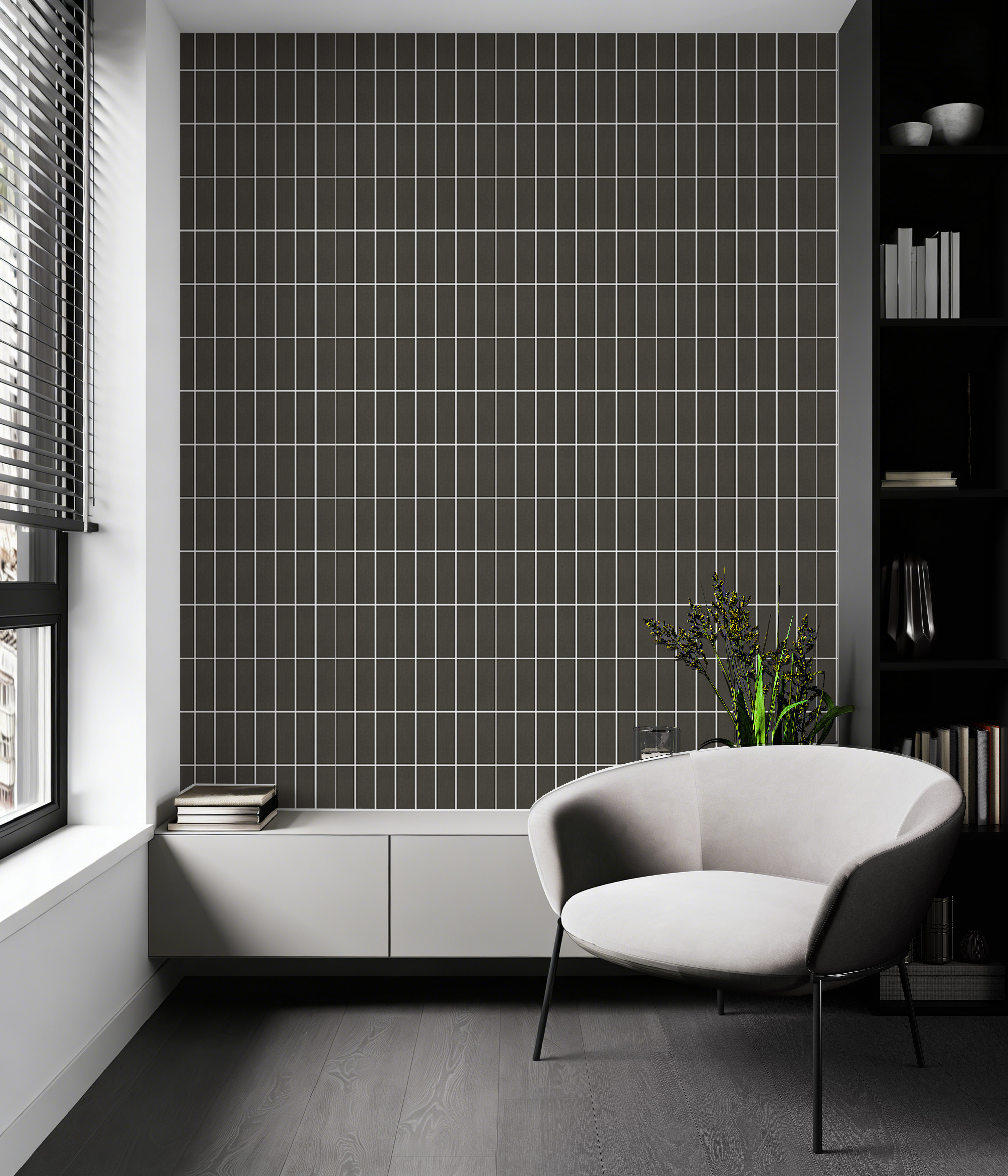 Retail chains | akadeco Slat Design Textured Mold Proof White Foam Wall Sticker|IXPE|Modern style | Wooden | living room|Moisture-resistant|40cm*40cm|OEM abstractpeelstickwallpaper.com