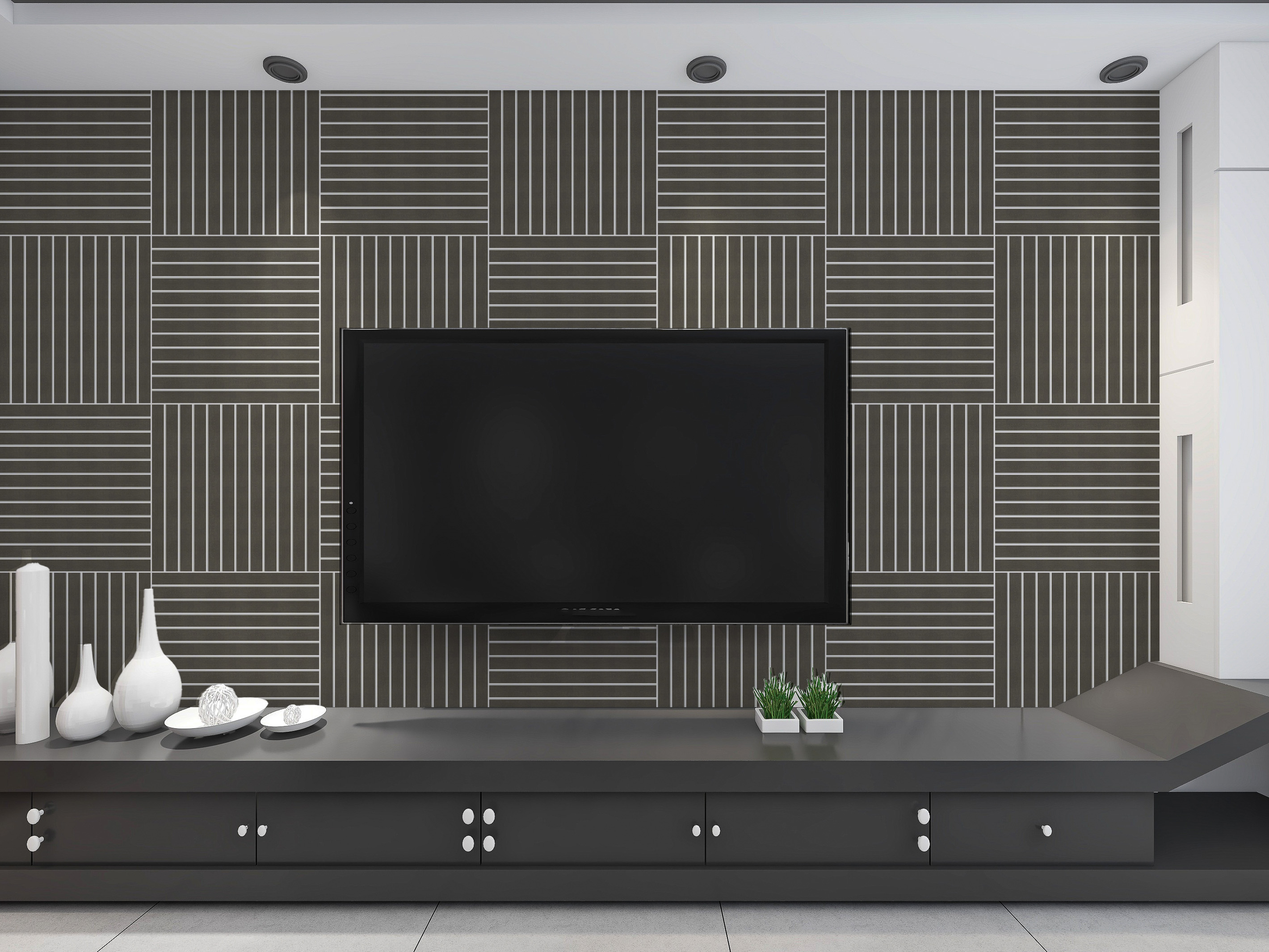 Retail chains | akadeco Slat Design Textured Mold Proof White Foam Wall Sticker|IXPE|Modern style | Wooden | living room|Moisture-resistant|40cm*40cm|OEM abstractpeelstickwallpaper.com