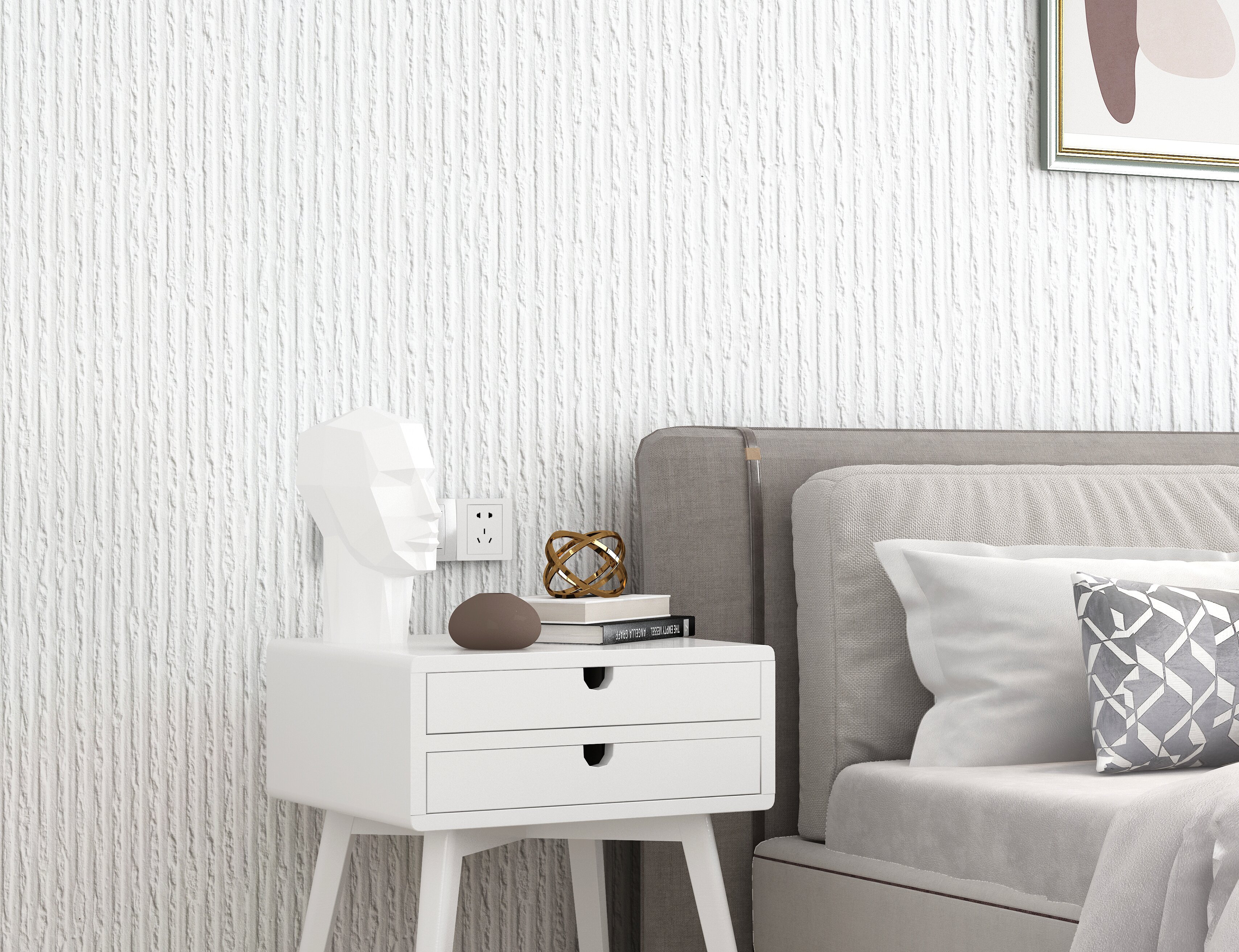 Value Pick | akadeco Imitate Soft Stone Texture Mold Proof Wallpaper| IXPE | Fluted Texture Effect | White | living room|Moisture-resistant|60cm*3m|OEM abstractpeelstickwallpaper.com