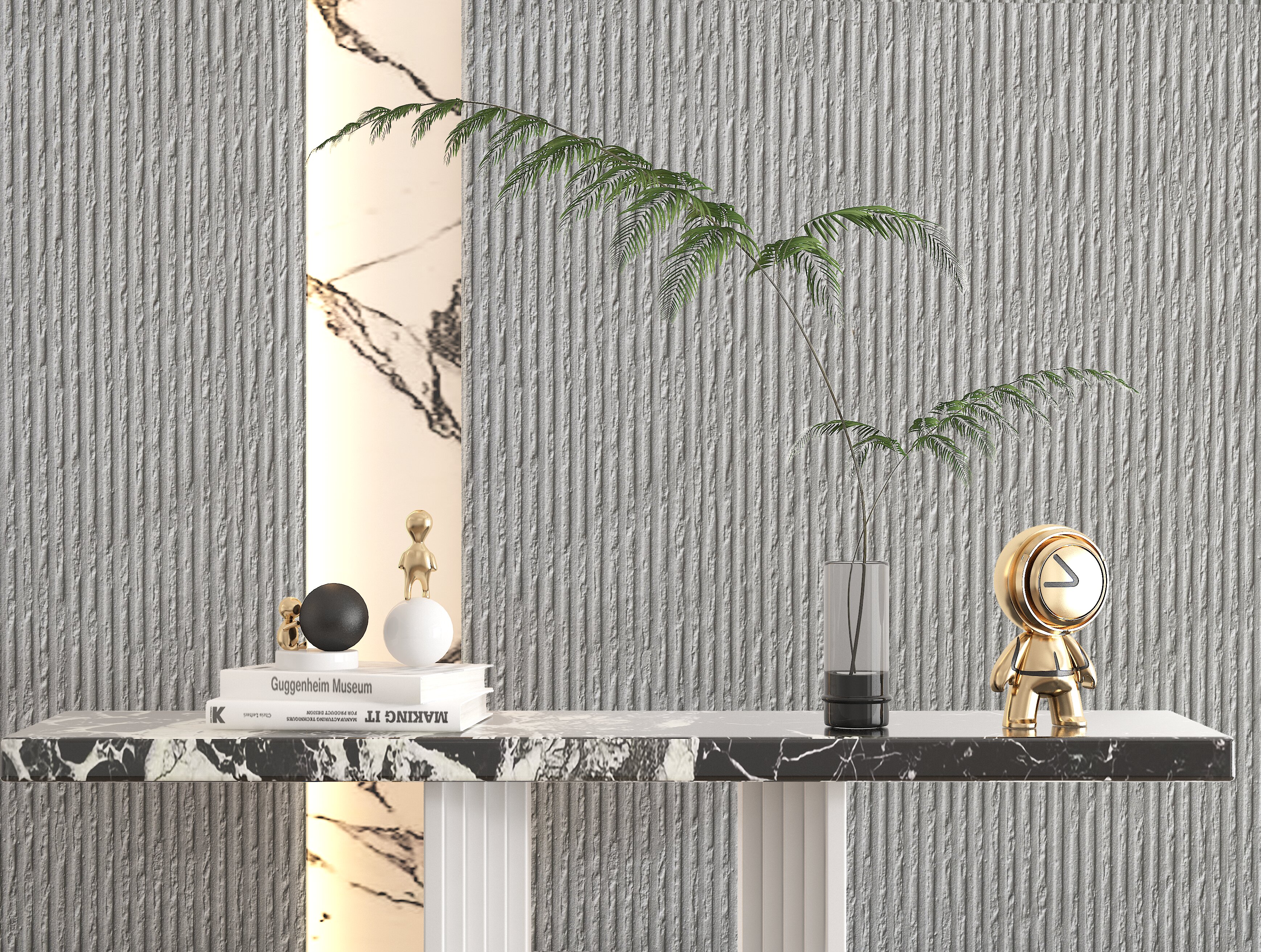 Trending Now | akadeco Imitate Soft Stone Texture Mold Proof Wallpaper| IXPE | Fluted Texture Effect | Grey | living room|Moisture-resistant|60cm*3m|OEM abstractpeelstickwallpaper.com
