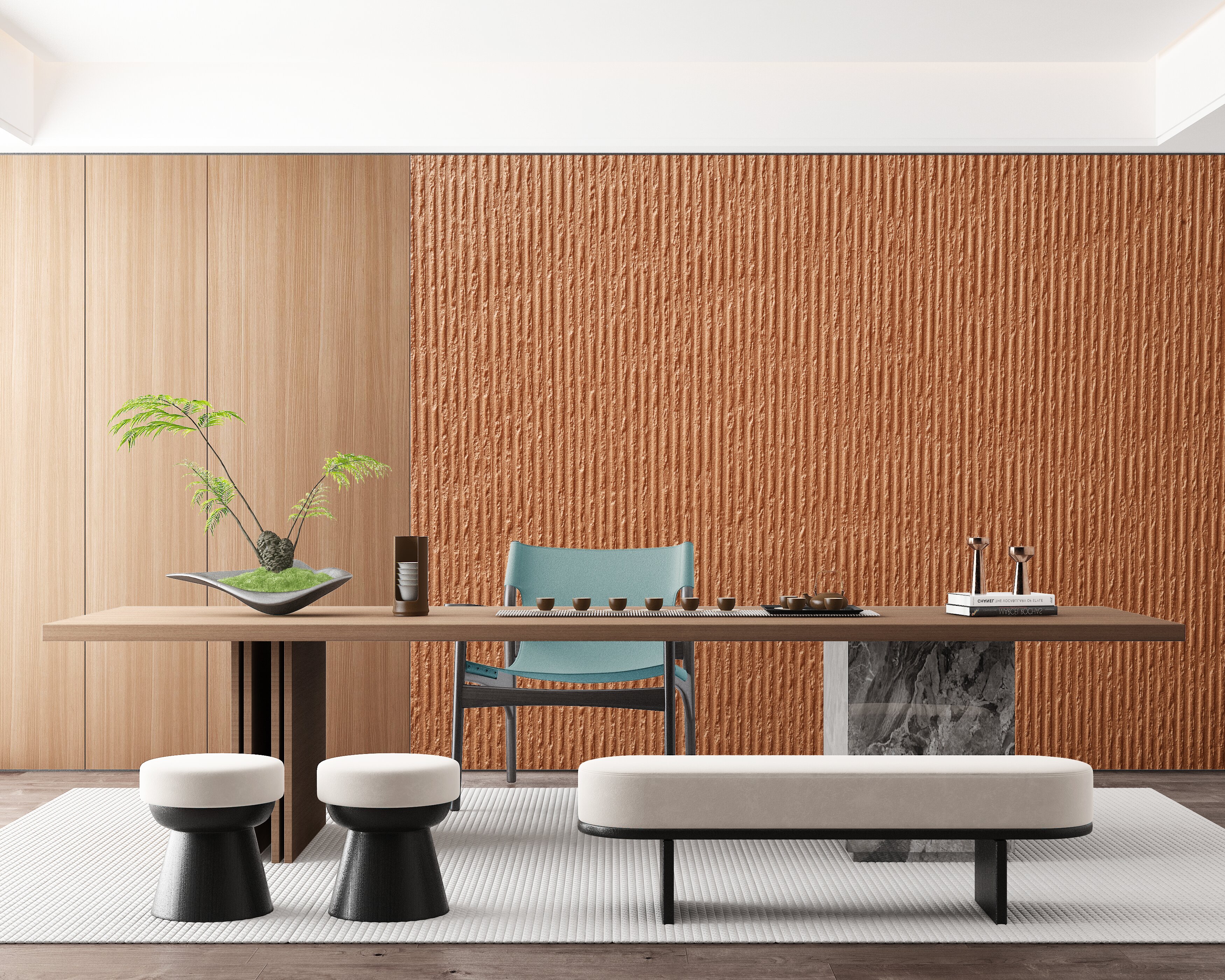 Trending Now | akadeco Imitate Soft Stone Texture Mold Proof Wallpaper| IXPE | Fluted Texture Effect | Grey | living room|Moisture-resistant|60cm*3m|OEM abstractpeelstickwallpaper.com