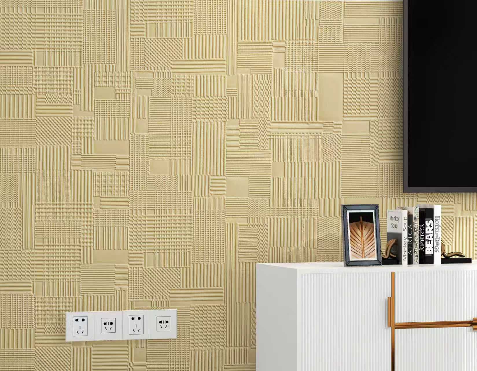 Popular Item | akadeco Imitate Soft Stone Texture Mold Proof Foam Wall Sticker| IXPE | Cross-Grid Texture | Beige | living room|Moisture-resistant|60cm*3m|OEM abstractpeelstickwallpaper.com