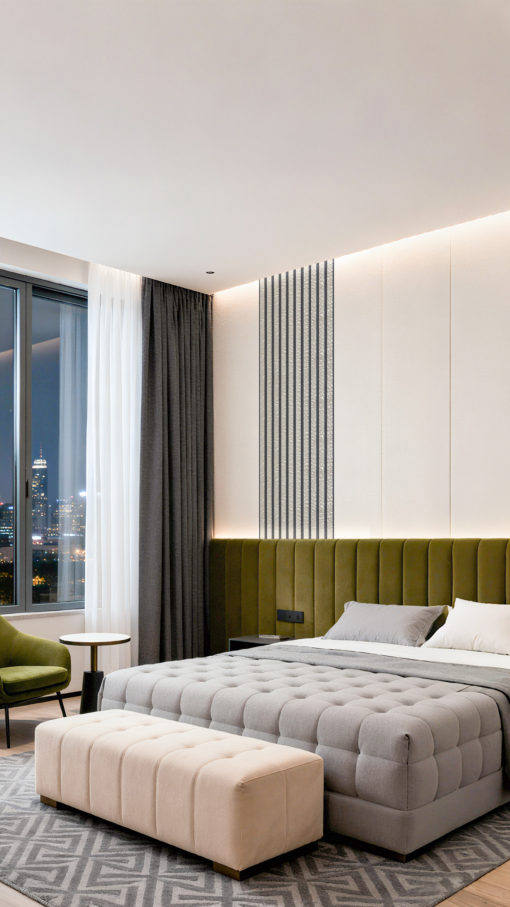 Daily Favorite | akadeco Slat Design Textured Mold Proof Foam Wall Sticker|XPE|Modern style | Silver Metal | living room|Moisture-resistant|58cm*280cm|OEM abstractpeelstickwallpaper.com