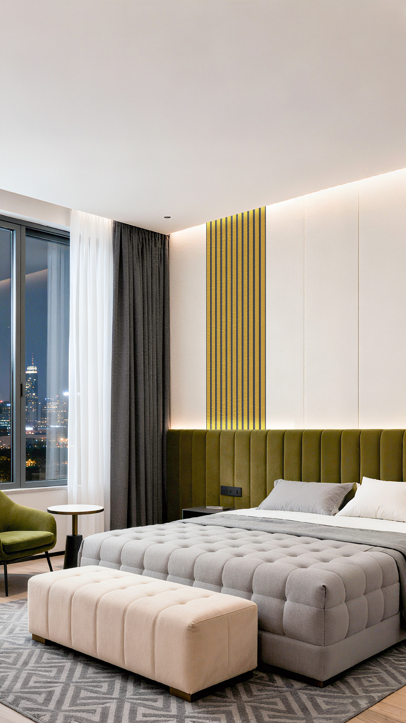 Multi-store | akadeco Slat Design Textured Mold Proof Foam Wall Sticker|XPE|Modern style | Metal | living room|Moisture-resistant|58cm*280cm|OEM abstractpeelstickwallpaper.com