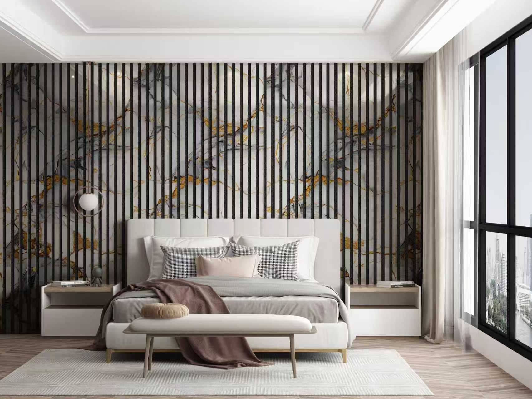 Repeat order | akadeco Slat Design Textured Mold Proof Foam Wall Sticker|XPE|Modern style | Marble | living room|Moisture-resistant|58cm*280cm|OEM abstractpeelstickwallpaper.com