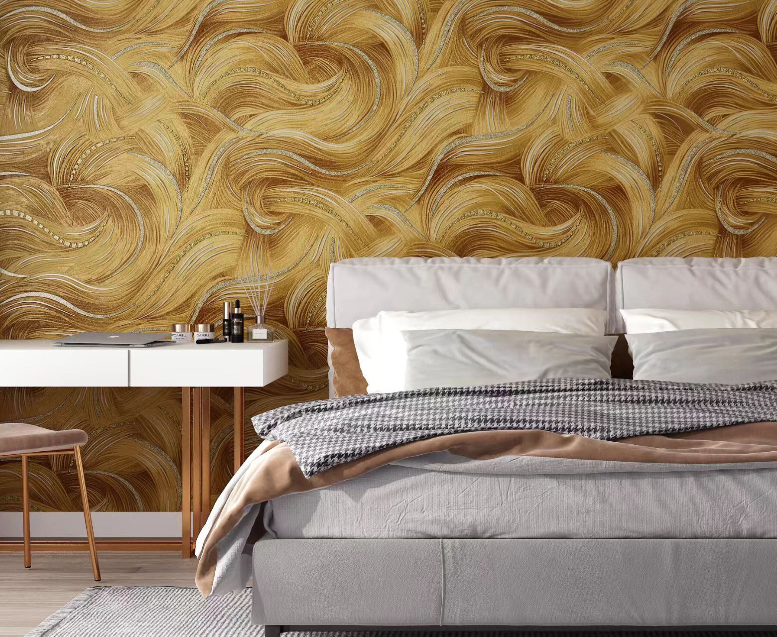 Retail chains | akadeco Imitate Soft Stone Texture Mold Proof Wallpaper| IXPE | Printing and Gilding Series | living room | Moisture-resistant |106cm*3m| OEM abstractpeelstickwallpaper.com