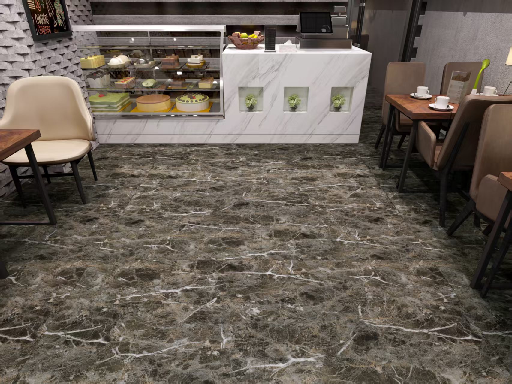 Top Highlight | akadeco Textured mold-proof PVC PEEL AND STICK FOAM FLOOR TILE|IXPE|Modern style | Marble | living room|Moisture-resistant|60cm*120cm|OEM abstractpeelstickwallpaper.com