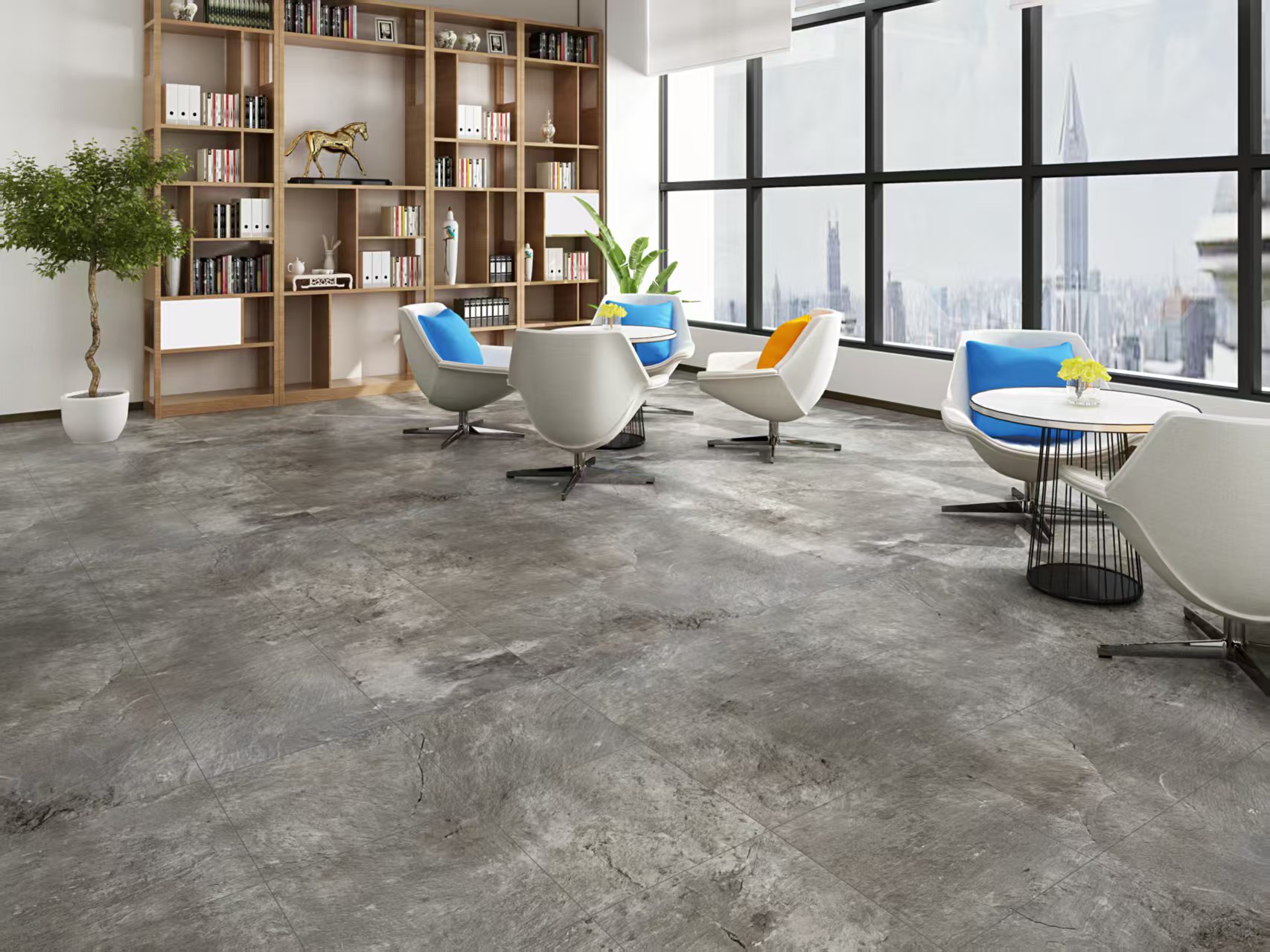 Top Highlight | akadeco Textured mold-proof PVC PEEL AND STICK FOAM FLOOR TILE|IXPE|Modern style | Marble | living room|Moisture-resistant|60cm*120cm|OEM abstractpeelstickwallpaper.com