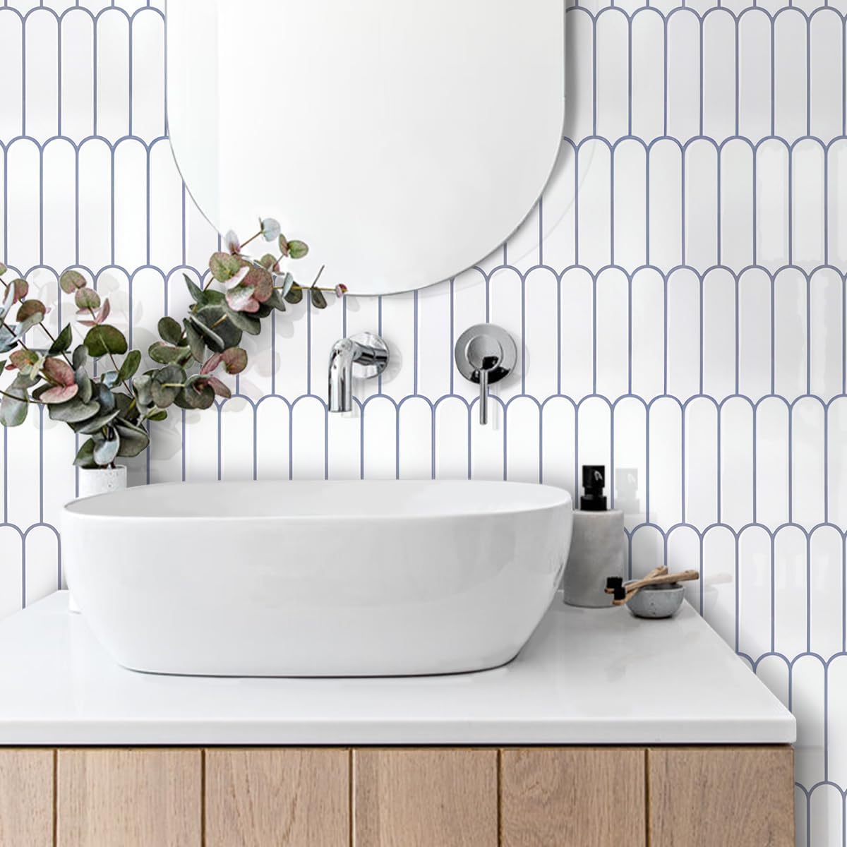 Premium Choice|akadeco Fish scale Mermaid gel tile |PET+PU | Minimalist style|White|Kitchen|Wall Decor|30cm x 30cm| OEM|akadeco abstractpeelstickwallpaper.com