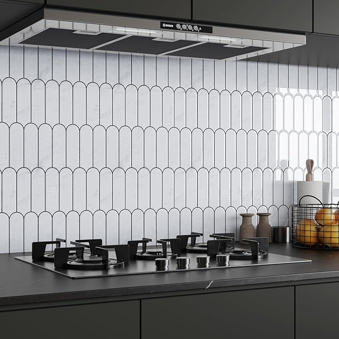 Premium Choice|akadeco Fish scale Mermaid gel tile |PET+PU | Minimalist style|White|Kitchen|Wall Decor|30cm x 30cm| OEM|akadeco abstractpeelstickwallpaper.com