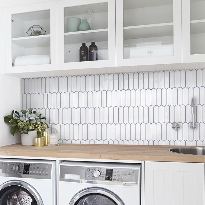 Premium Choice|akadeco Fish scale Mermaid gel tile |PET+PU | Minimalist style|White|Kitchen|Wall Decor|30cm x 30cm| OEM|akadeco abstractpeelstickwallpaper.com