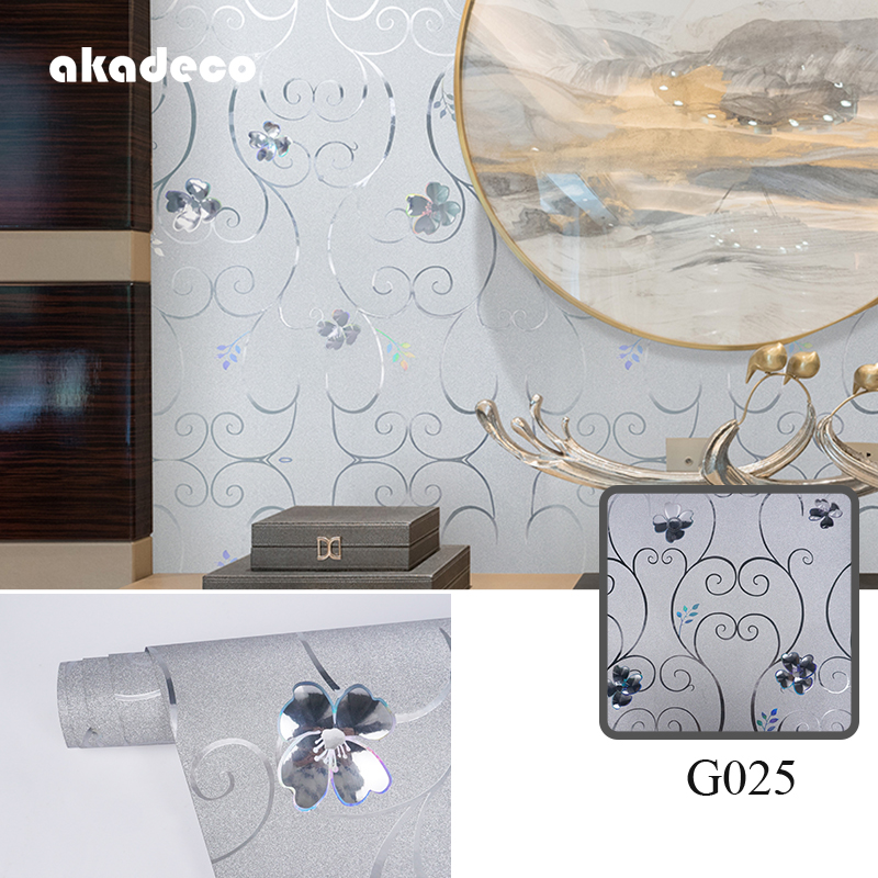 Exclusive Price | akadeco Textured Mold Proof Wallpaper | Glitter Design | Fabric | Rustic | Bedroom | Floral Pattern | 45cm x 15m | OEM