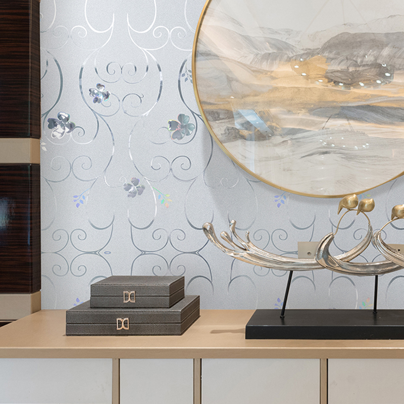 Exclusive Price | akadeco Textured Mold Proof Wallpaper | Glitter Design | Fabric | Rustic | Bedroom | Floral Pattern | 45cm x 15m | OEM