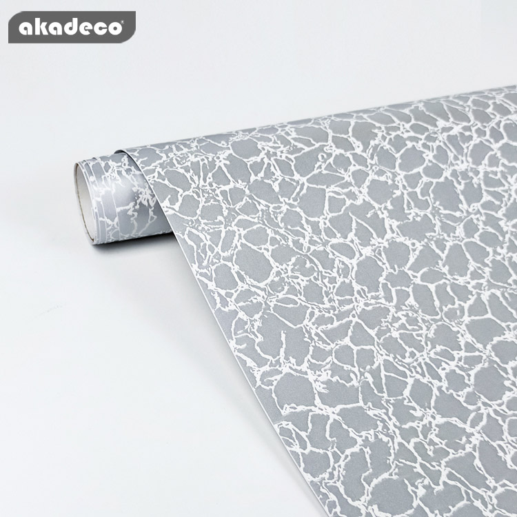 Factory Direct | akadeco Textured Mold Proof Wallpaper | PVC Vinyl | Classic | Kitchen | Marble | Decorative | 45cm x 2m x 0.08mm | OEM