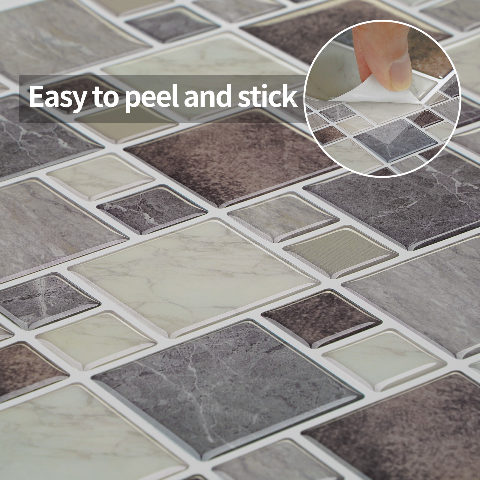 Best Selling | Premium subway peel and stick subway tile backsplash | PU+PVC | Abstract Style | Brown | Kitchen Wall Decor | Bathroom | 25.4cmx25.4cm | OEM | akadeco abstractpeelstickwallpaper.com