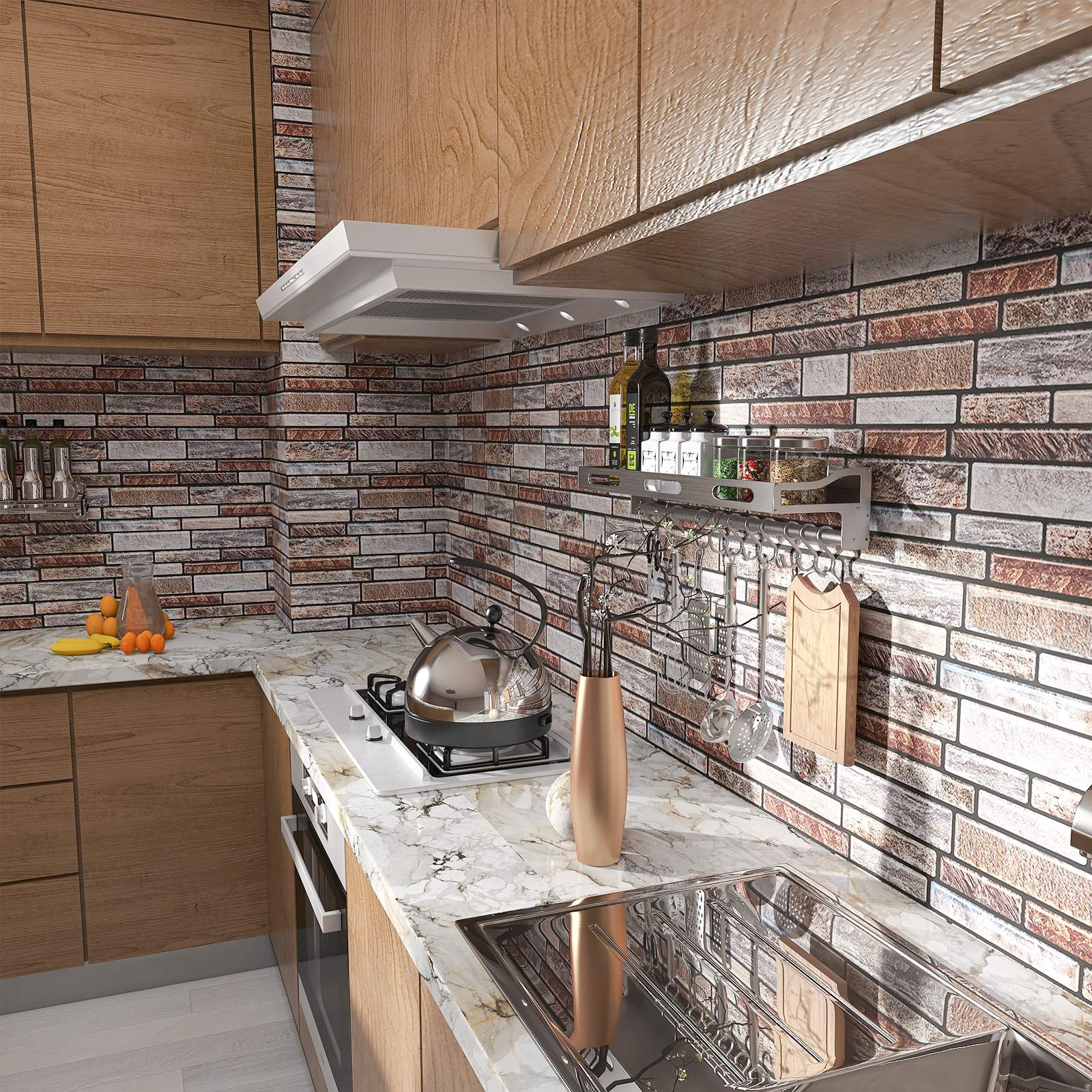 Limited Edition | Peel and Stick Backsplash Wall Tile | PU+PVC | Modern | Gray & Gold | DIY Decor | Kitchen & Bathroom | Removable Tile Backsplash | 25.4cm x 25.4cm | OEM | akadeco abstractpeelstickwallpaper.com