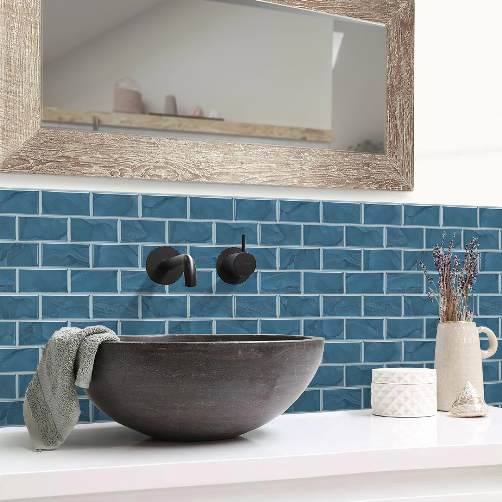Factory Selling | Peel and Stick Backsplash Wall Tile | PU+PVC | Modern Home Upgrade | Kitchen & Bathroom | Removable Tile Backsplash | 25.4cmx25.4cm | OEM | akadeco abstractpeelstickwallpaper.com
