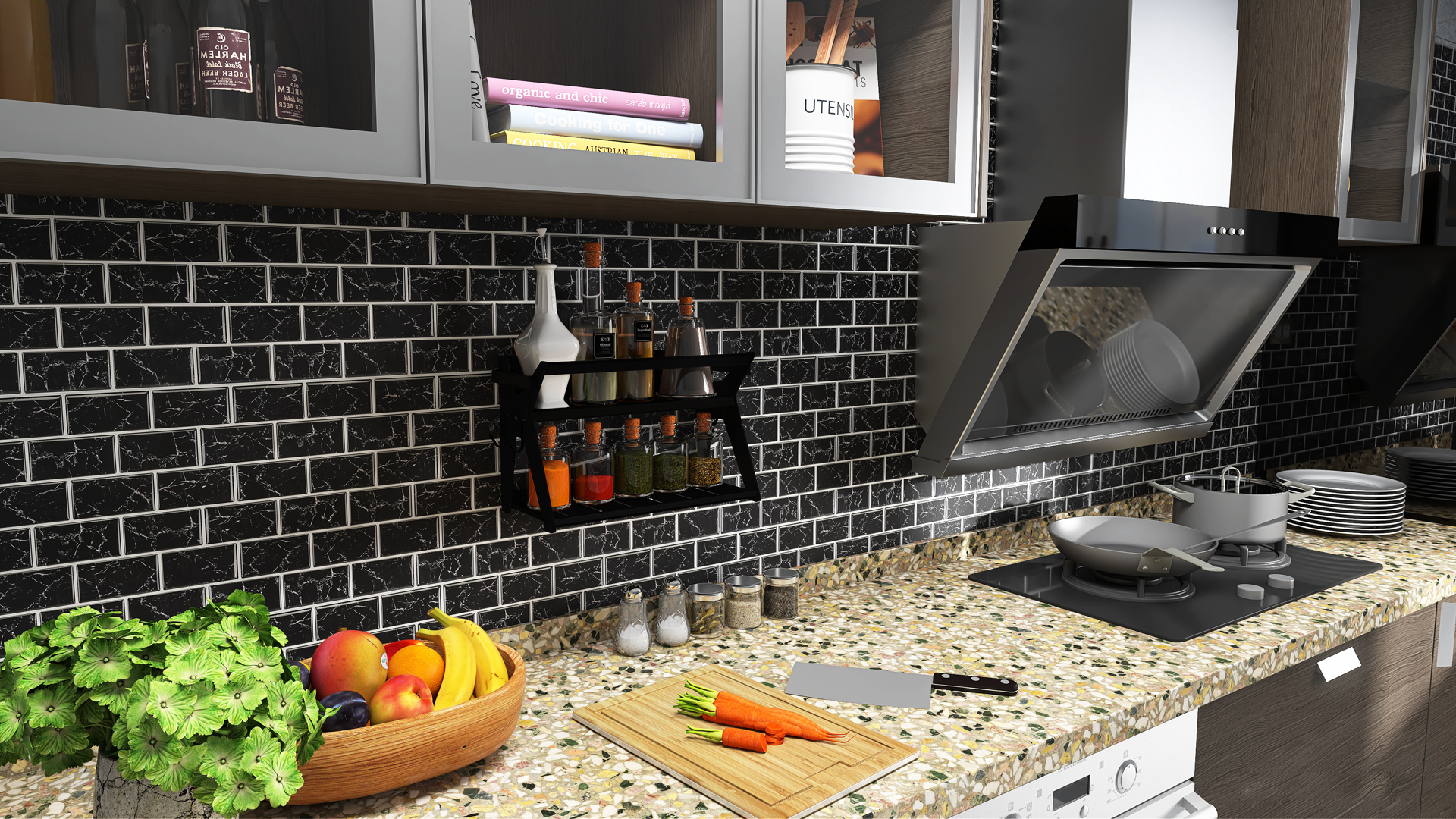Limited Edition | Peel and Stick Backsplash Wall Tile | PU+PVC | Modern | Gray & Gold | DIY Decor | Kitchen & Bathroom | Removable Tile Backsplash | 25.4cm x 25.4cm | OEM | akadeco abstractpeelstickwallpaper.com