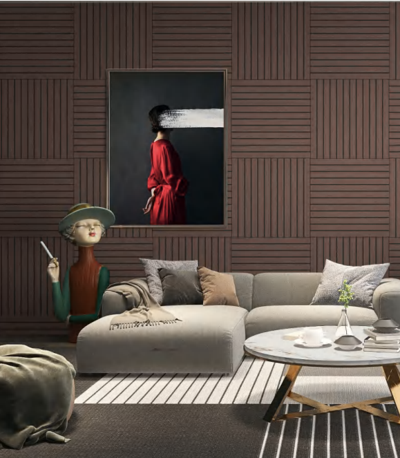 Excellent |  PVC Acoustic Grille Foam Wall Sticker | Burlywood| Living Room Moisture-resistant | Removable Acoustic Grille Foam Sticker | 60cm x 300cm | OEM | akadeco abstractpeelstickwallpaper.co